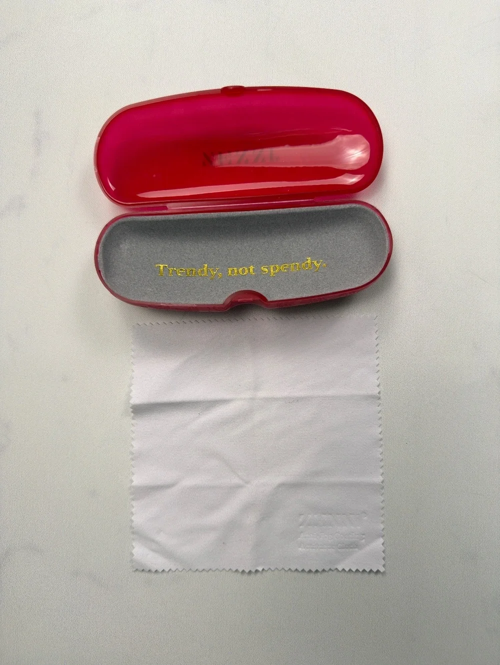 Zenni Eyeglasses Case Red Trendy Protective with Cleaning Cloth